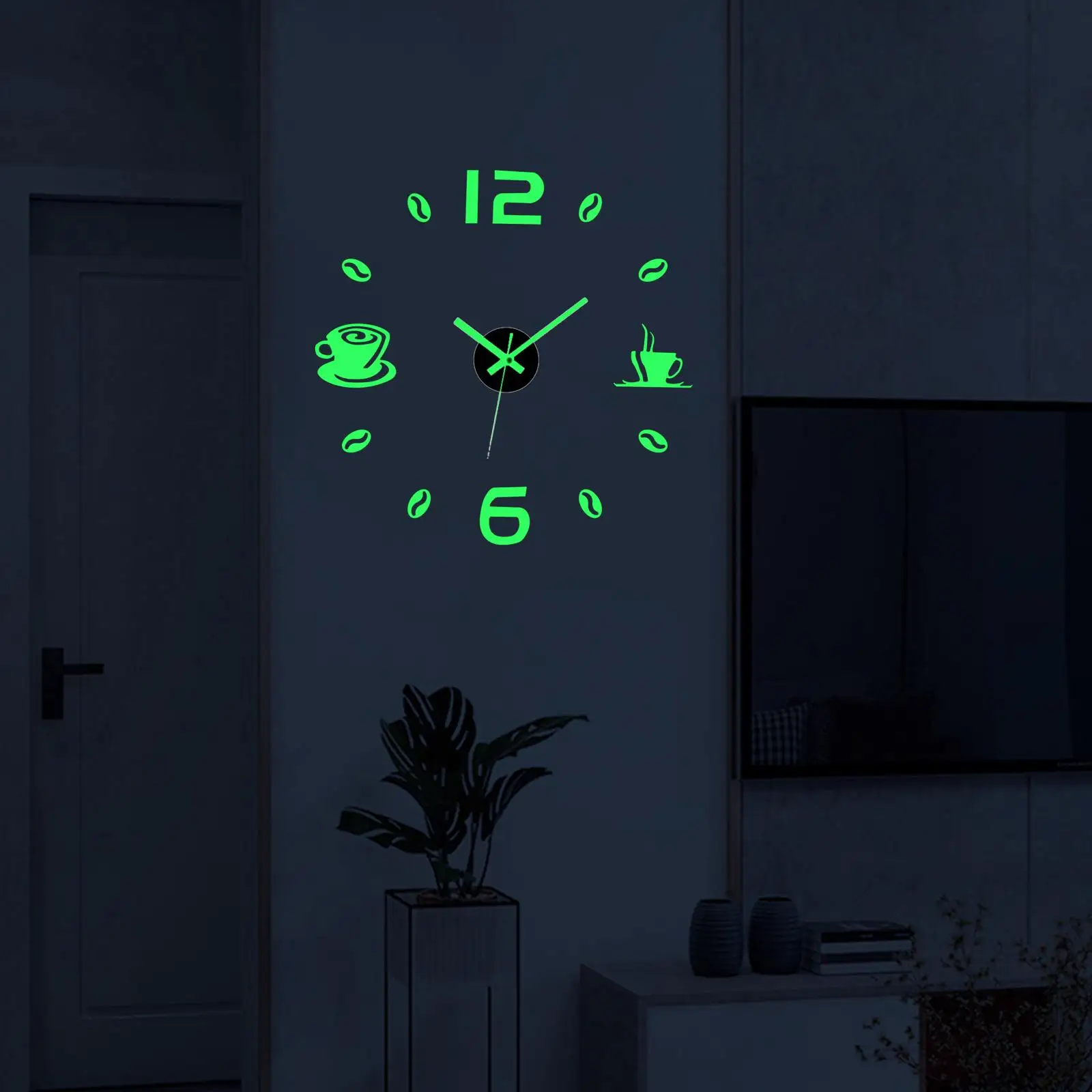 GlowingFramelessDIYWallClockStickersQuiet3DMirrorSurface