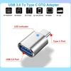 LED USB 3.0 To Type C Adapter OTG To USB C USB-A To Micro USB Type-C Female Connector For Samsung Xiaomi POCO Adapters 5