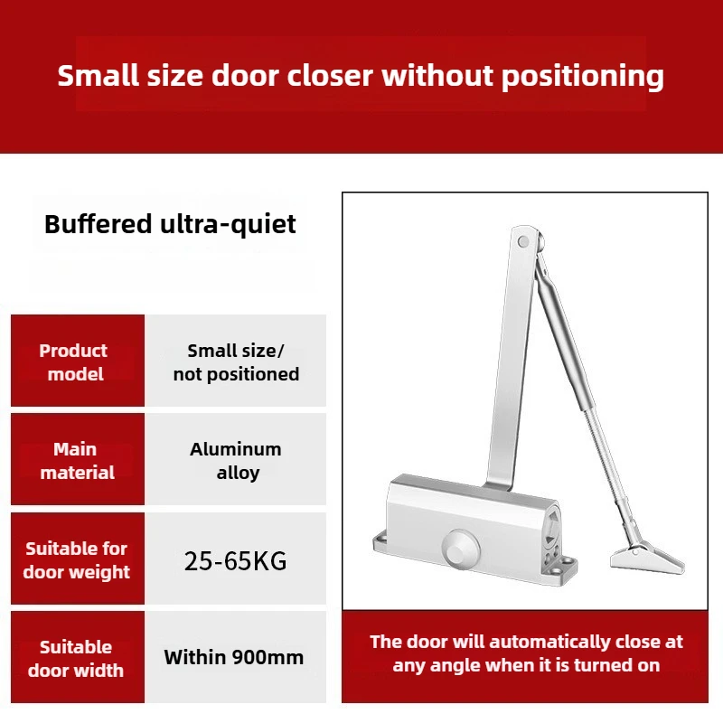 Automatic Door Closer 2 Spring Hydraulic Adjustable Door Stopper Speed Mute Closing 25 to 80KG Hardware