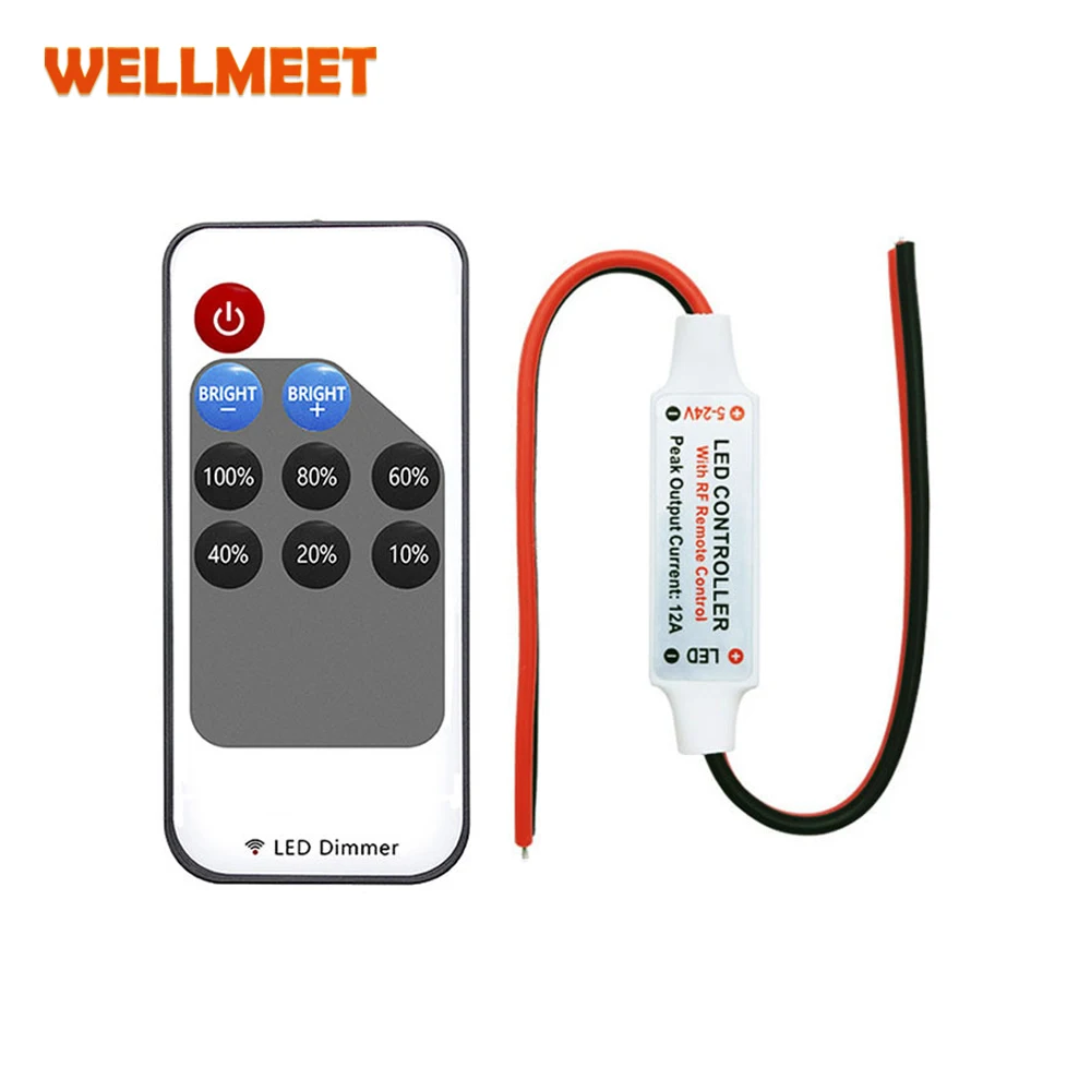 Mini LED Single Color Dimmer DC 5V 12V 24V 6A 5050 2835 Strip Lights Constant Voltage PWM Signal Controller with RF 9-Key Remote led dimmer switch led strip controller smart dimmer switch led strip switch led string dimmer led dimmer controller