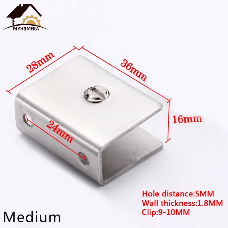 4 Pieces Adjustable 5-13mm Stainless Steel Glass Clamps Square Shelves Support Corner Bracket Glass Clips Wall Mounted