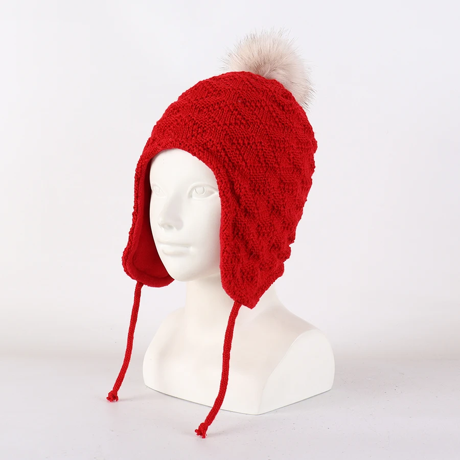 Wintermütze für Kleinkinder, Kinder, Kleinkinder, Ohrenklappe, gestrickt, warme Mütze, mit Fleece gefüttert, für Babys, Jungen und Mädchen – Detail 7