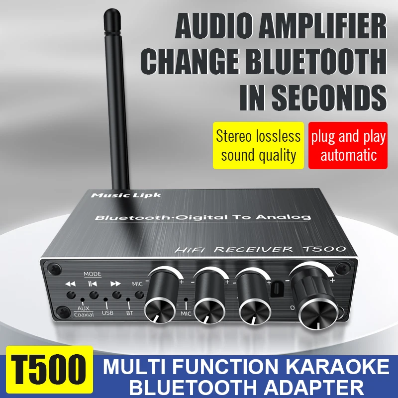 DAC Bluetooth 5.4 Audio Receiver Digital To Analog Converter 3.5mm AUX RCA Coaxial USB U-Disk Karaoke Stereo Wireless Adapter