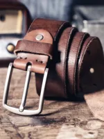 Retro Casual Cowhide Genuine Leather Men's Pin Buckle Belt With Gift Box, Student Belt, Simple Classic Belt - Image 3
