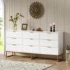 3 / 9 Drawers, Chest of Drawers,Dressers with Storage,Storage Cabinet with Golden Legs for Bedroom, Living Room, White / Black 3