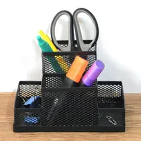 Pen Holder Multi-functional Black Mesh Desk Organizer Pen Holders Desktop Stationery Tame Desktop Clutter for Office Supplies 5