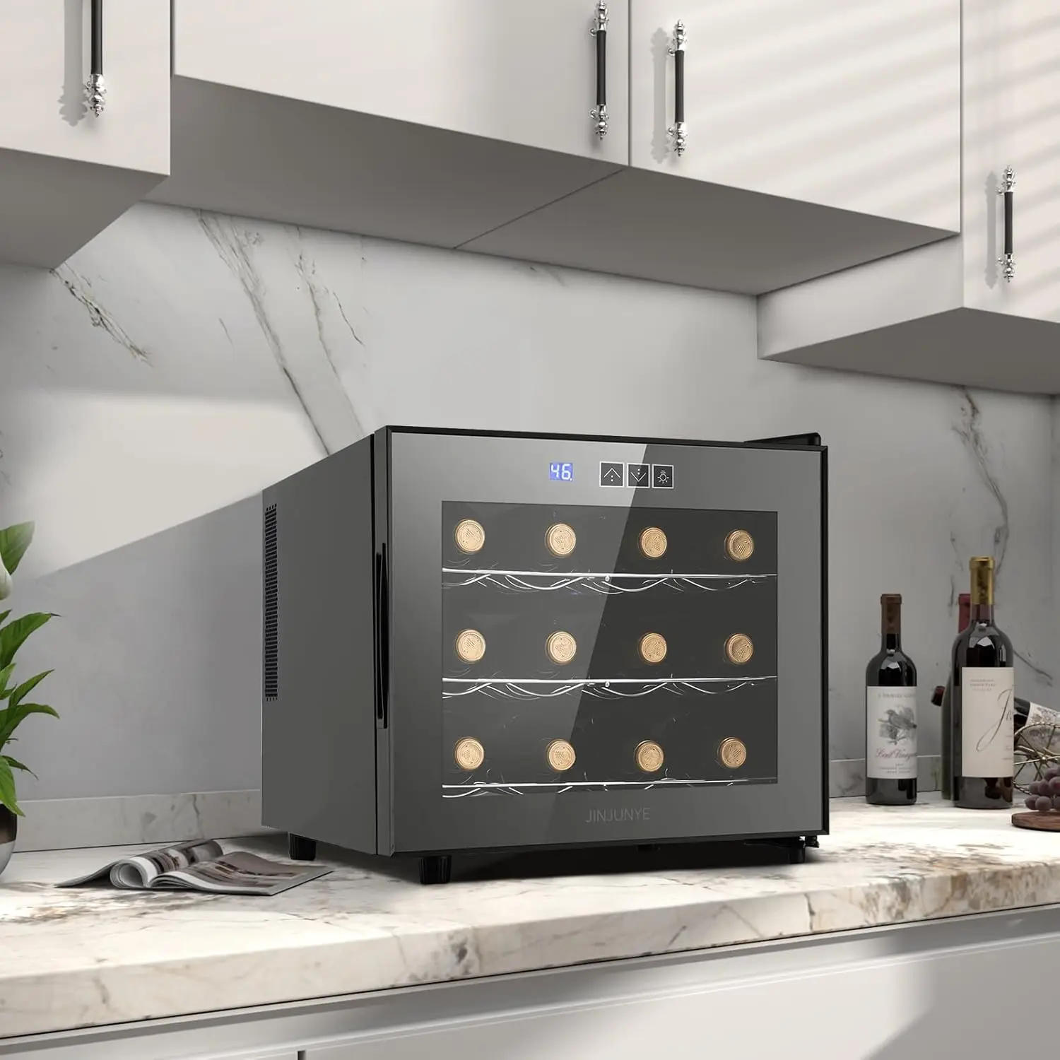 ,  12 Bottle Wine Fridge Small Dual Chip,  Wine Cooler Temperature Control, 46-66°F, Mi 2