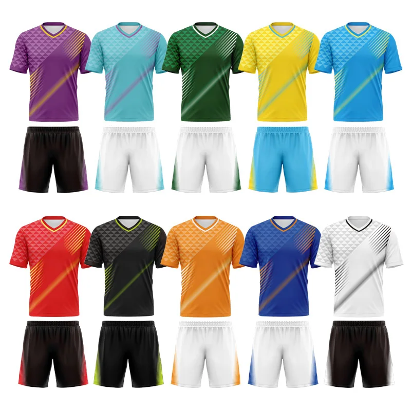 100% Polyester Cheap Soccer Jersey Shirts Breathable Football Jersey Sets With Name Number Quick Dry Soccer Uniform For Men W041