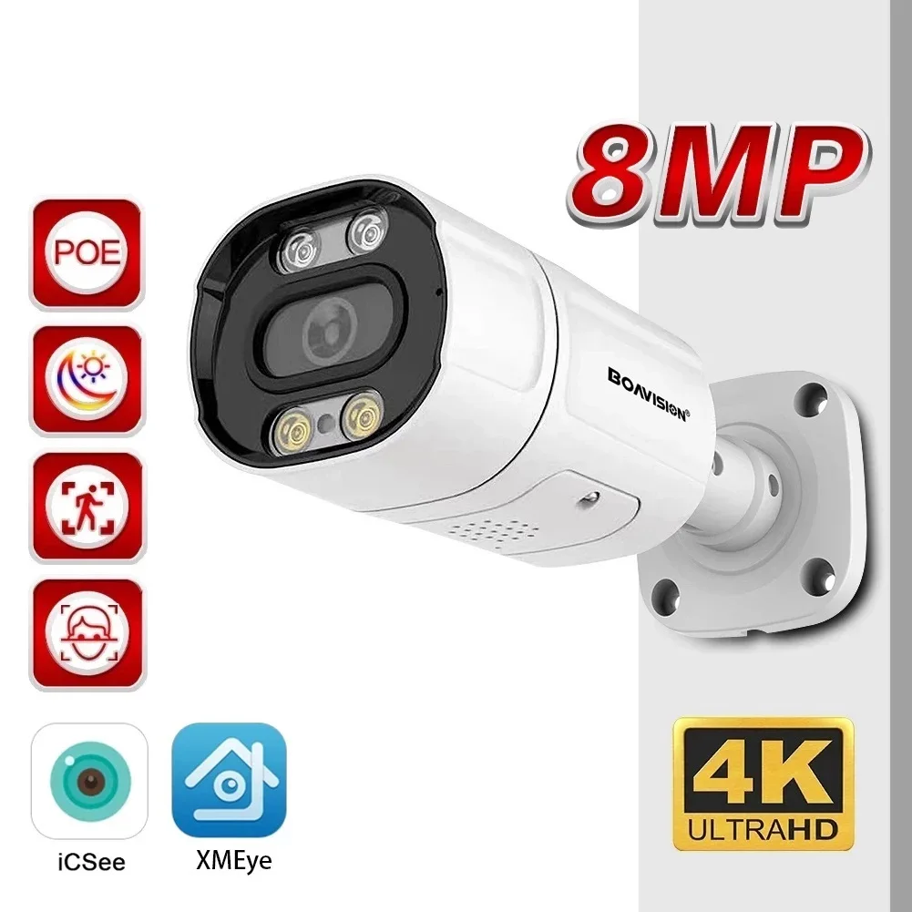 

2024 4K 8MP Ultra HD 2.8MM H.265 POE IP Camera 5MP 3MP XMeye APP AI Motion Detection Two Way Audio Outdoor Bullet Surveillance