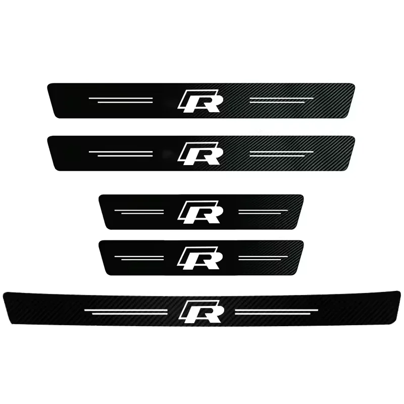 Premium Carbon Fiber Car Door Sill Scuff Plate Decor Stickers, Multiple Pack Options Available