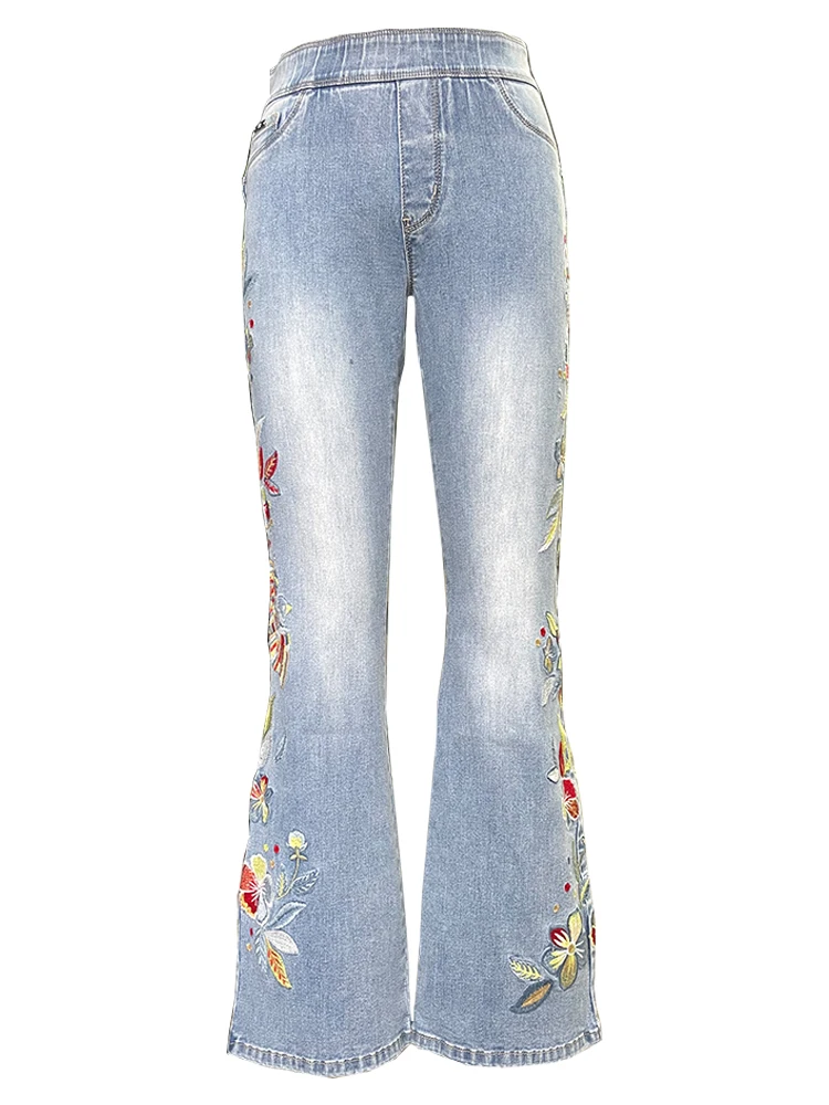 

Vintage Low Waisted Embroidered micro-flared jeans Y2K Aesthetics Indie Women Pants Streetwear Retro Trousers
