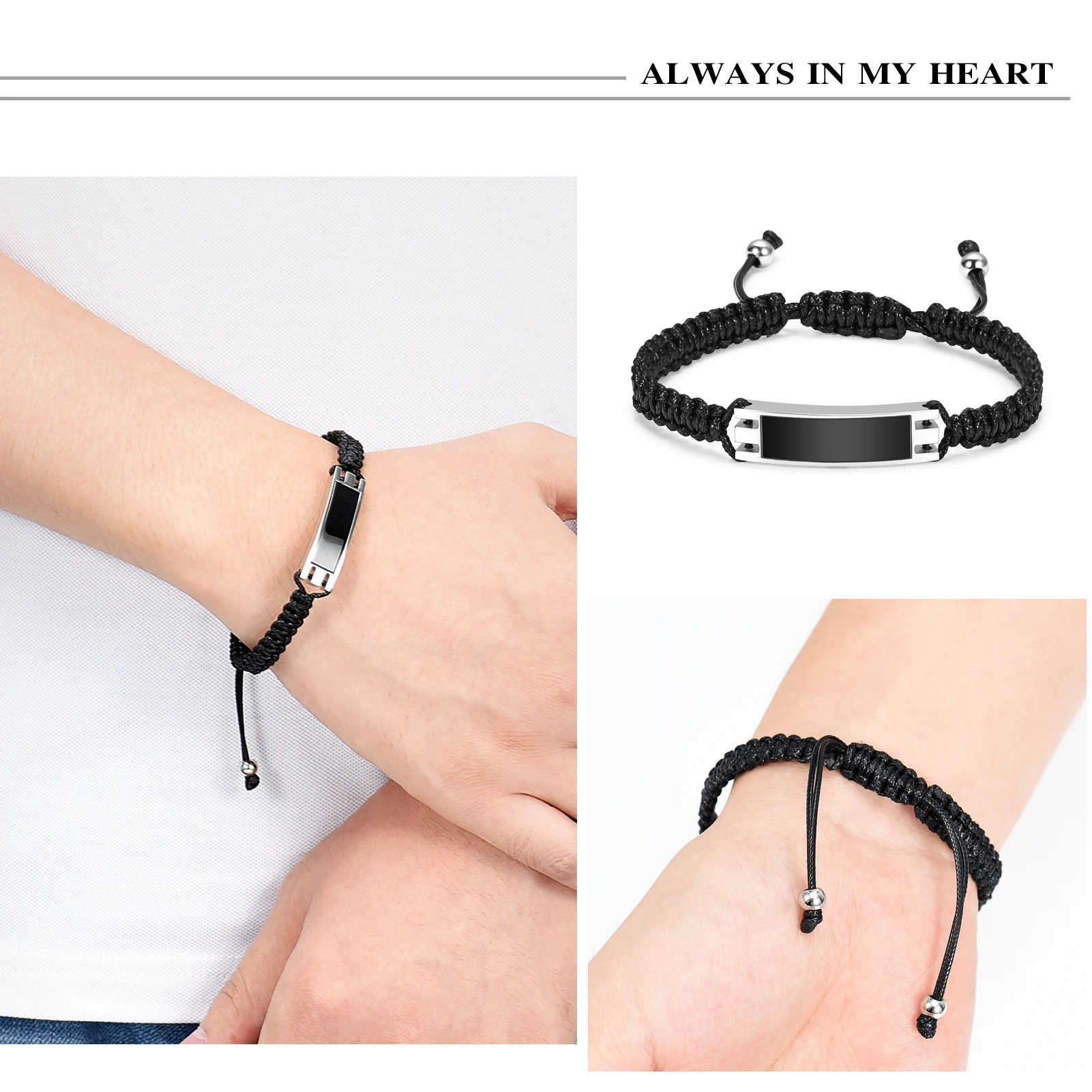 Adjustable Memorial Ashes Bracelet Braided Cremation Bangle Cube Small Urns For Ashes Free Engraving Jewelry Keepsake