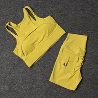 Fitness Shorts Yoga Sets Women's Tracksuit High Waist Sportswear Bra Workout Leggings Cycling Gym Shorts Sports Suit With Pocket - Image 3