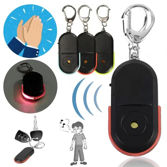 Anti-Lost Alarm Key Finder Locator Tracker Keychain Whistle Sound Smart Flashing Beeping With LED Light Anti Lost Keyring Finder 2