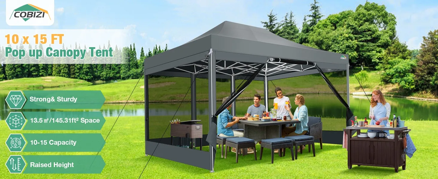 10x15 canopy with sidewalls 10x15 Screen tents 10x15 Pop up gazebo  10x15 canopy with netting 