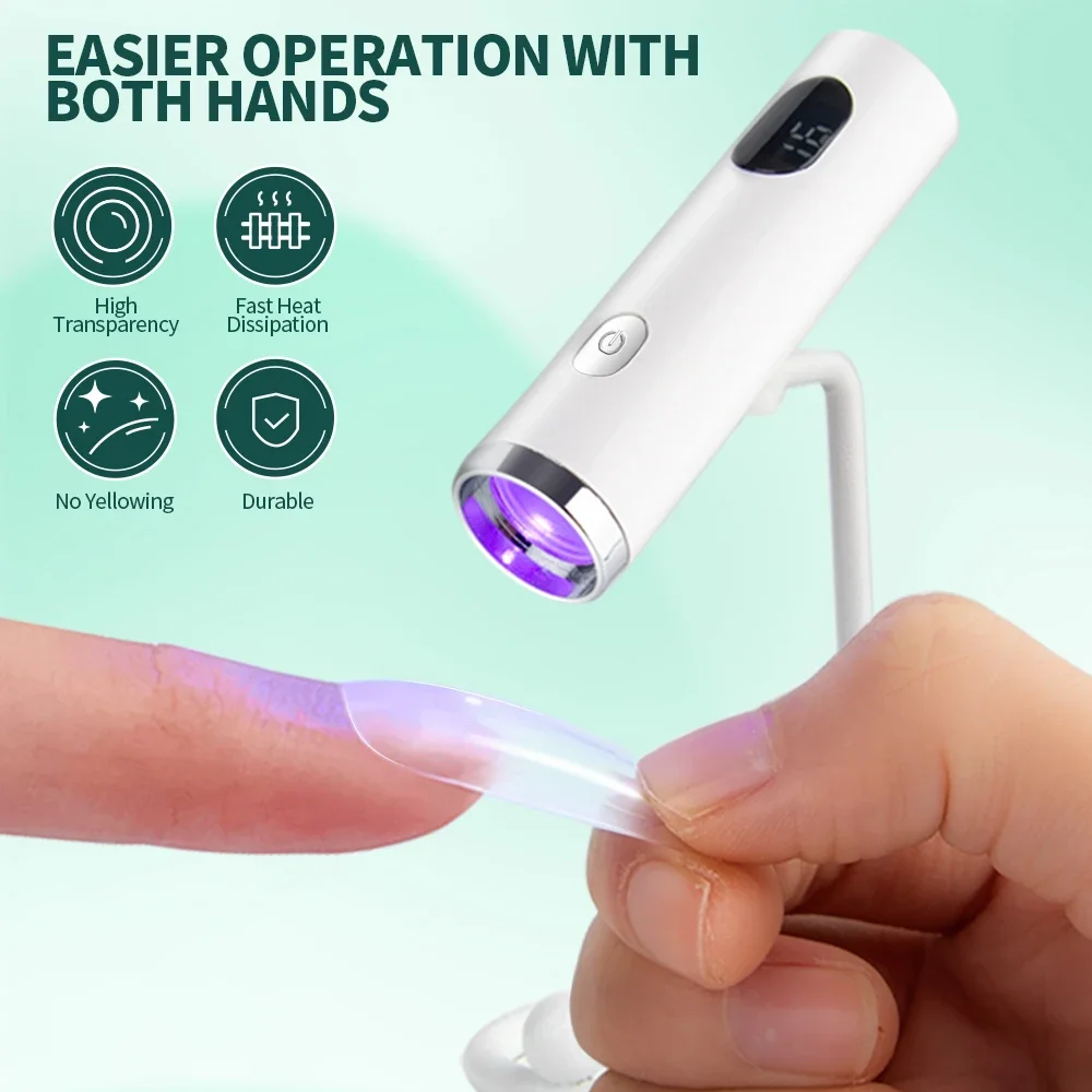 Portable LED UV Nail Lamp with Magnetic Stand Handheld UV Light for Gel Nails Cordless Rechargeable USB Nail Dryer 1PC Nailpop 4