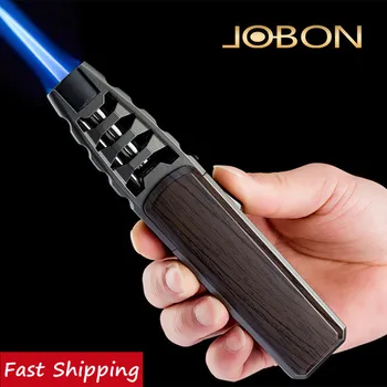 JOBON Metal Outdoor Windproof Butane Gas Lighter Turbine Torch Blue Flame Strong Fire Pistol Kitchen BBQ Baking Camping Tools 2