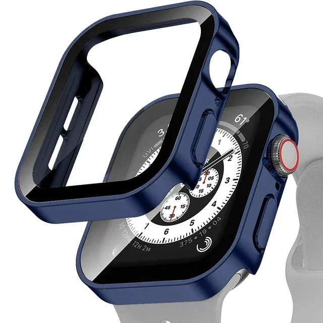 Premium Glass Screen Protector and Protective Case for Apple Watch - Straight Edge Design