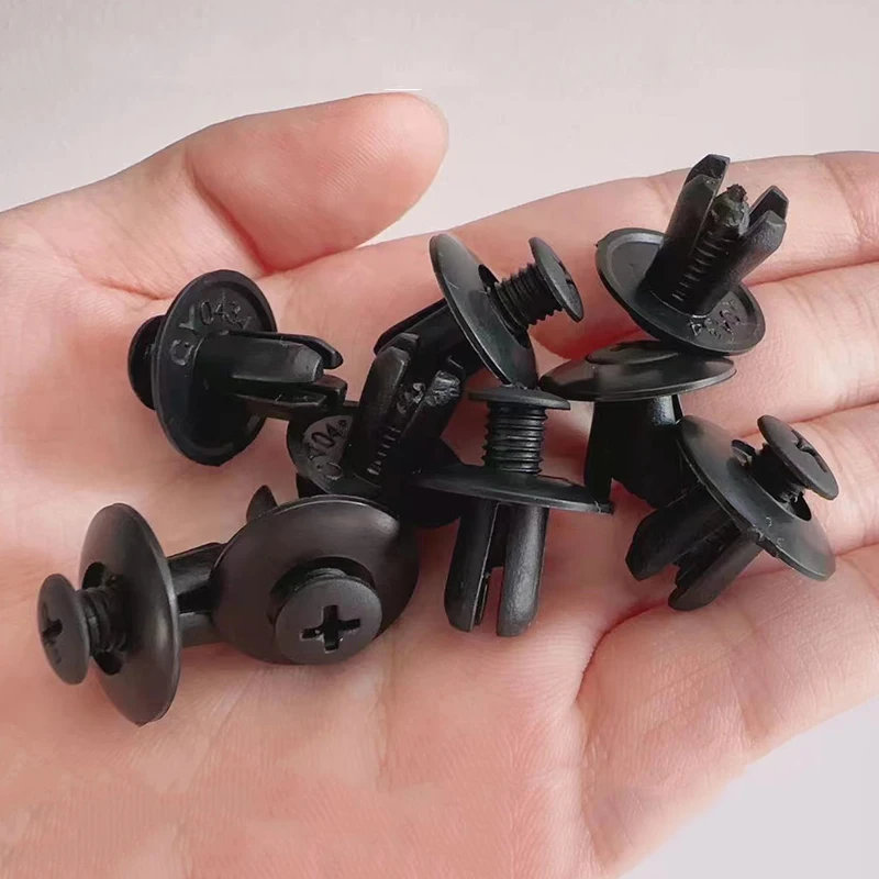 100pcs 8mm Black Universal Type Plastic Expansion Rivets Tree-Shaped  Fasteners Mudguard Spike Clip