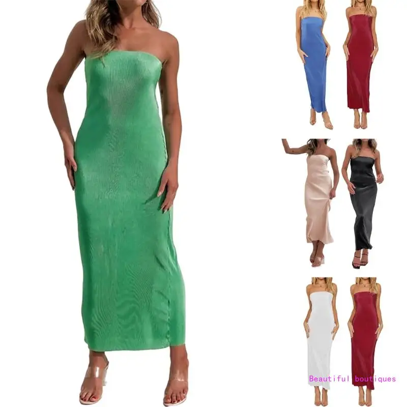 

Women's Sexy Strapless Bodycon Maxi Dress Strappy Backless Tube Top Long Dress Cocktail Evening Party Dresses DropShip