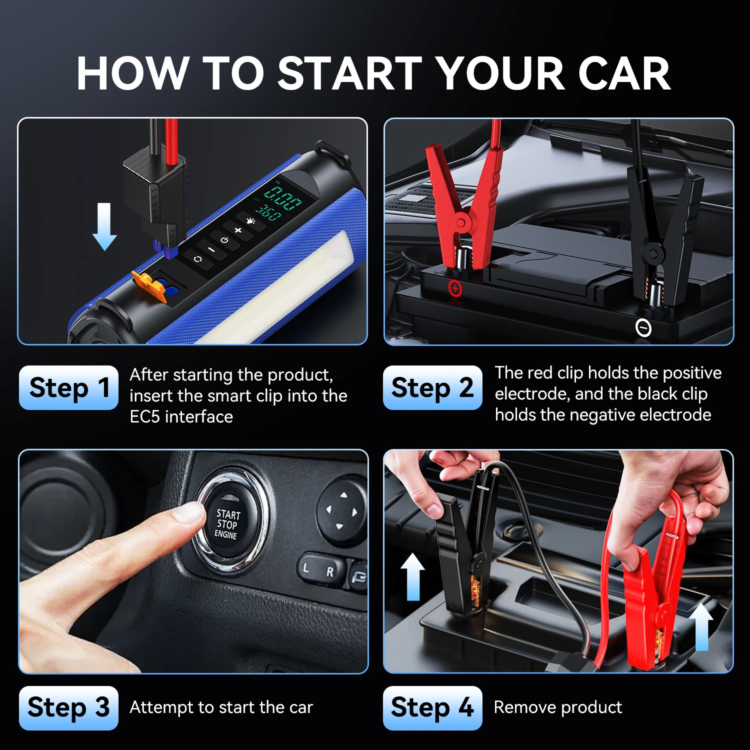 Professional 2000A Car Battery Jump Starter & Power Bank with 150PSI Air Pump – 12V Booster 3
