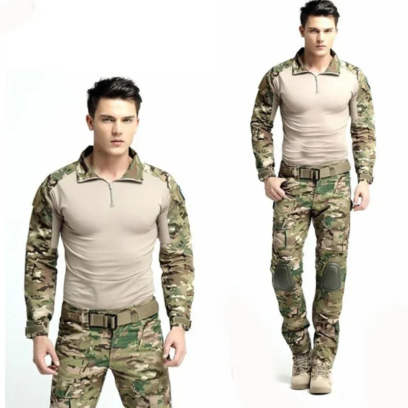 Outdoor Training Hiking Hunting Shooting Tactical Frog Camouflage Uniform Shirts Cargo Pants Elbow Knee Pads Suits tactical suit tactical shirt combat uniform