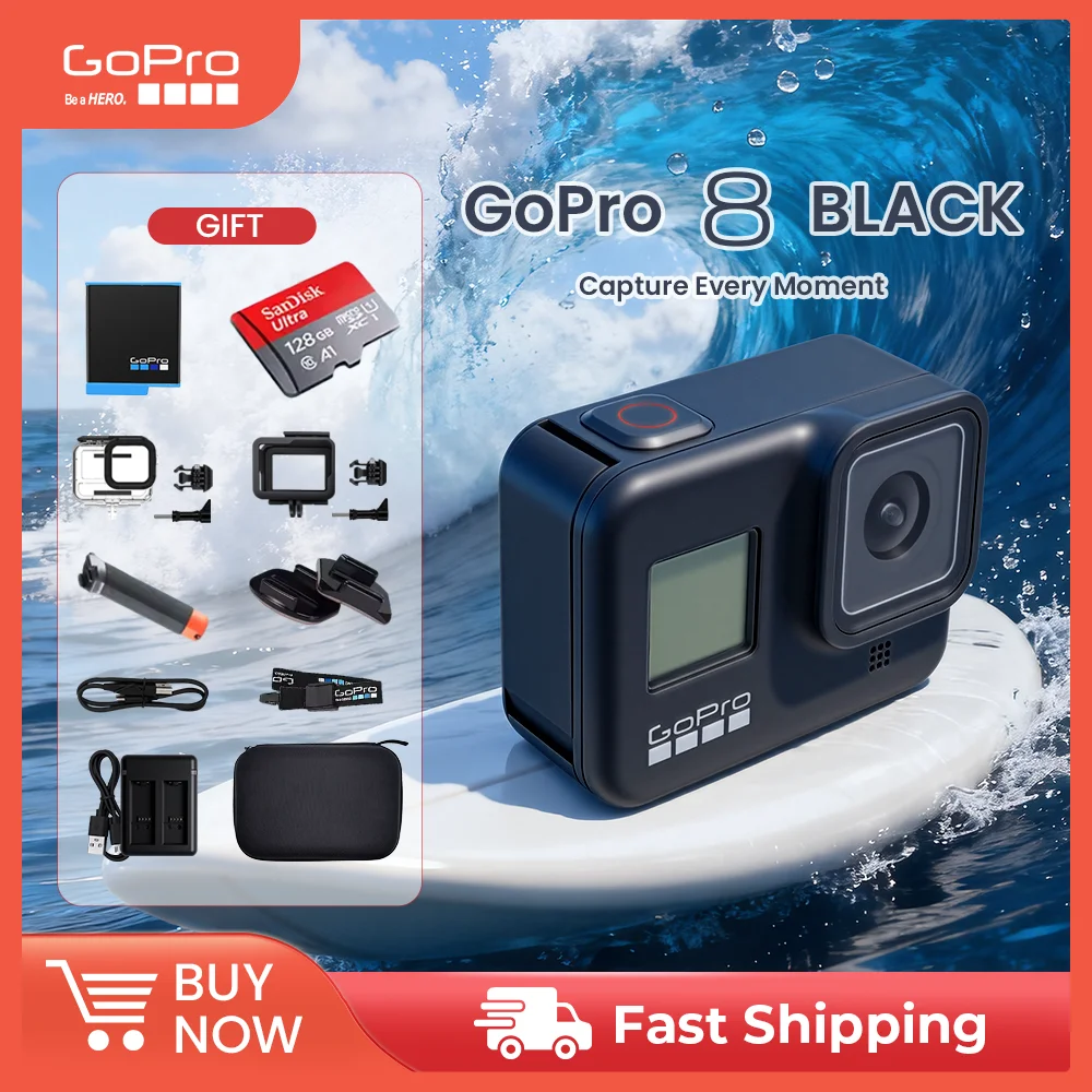 GoPro HERO8 Black Action Camera 4K Video Go Pro Digital Camera Motorcycle Camera with Network Camera Function Camera