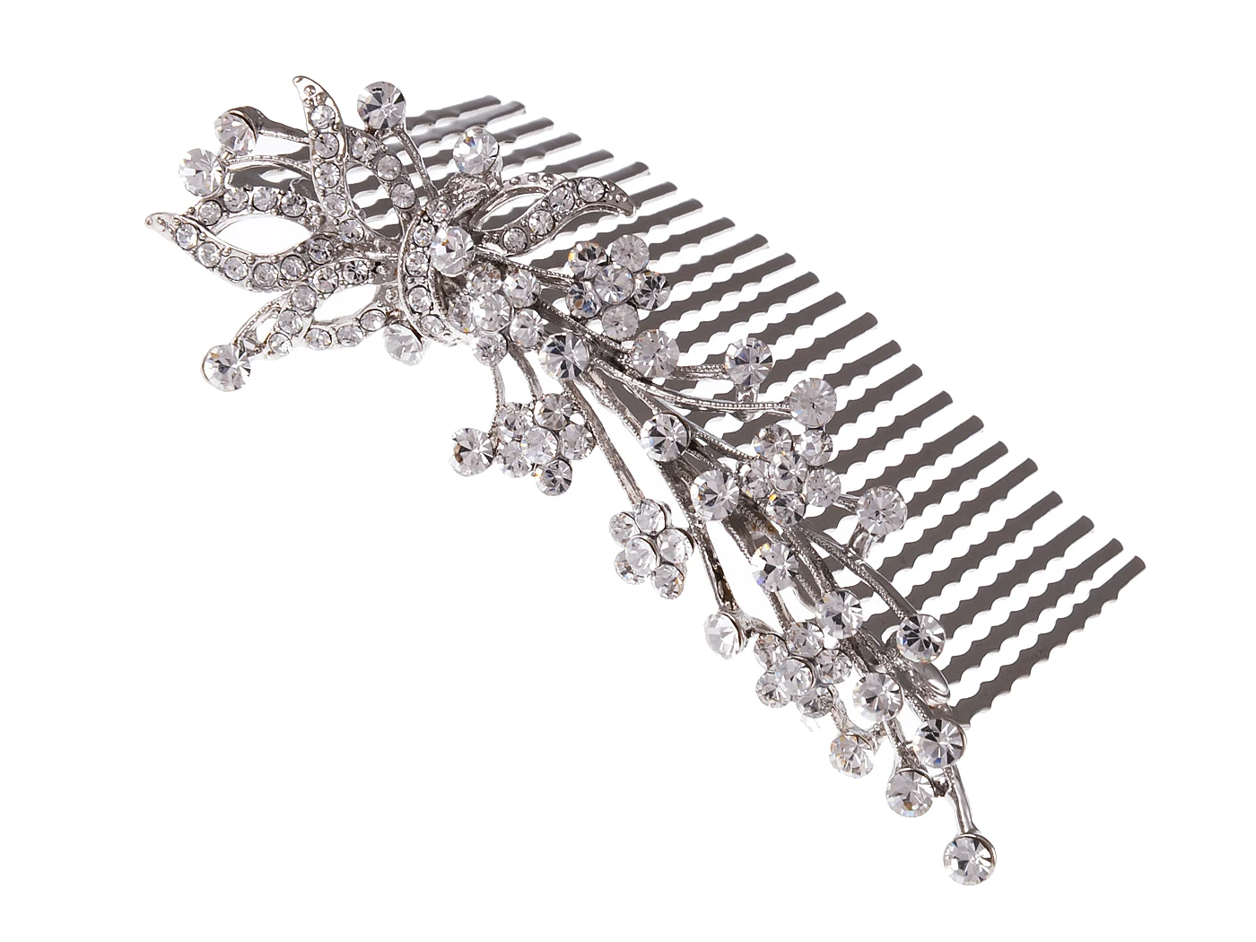 

Elegant Silver Tone Clear Crystal Rhinestone Bridal Hair Comb
