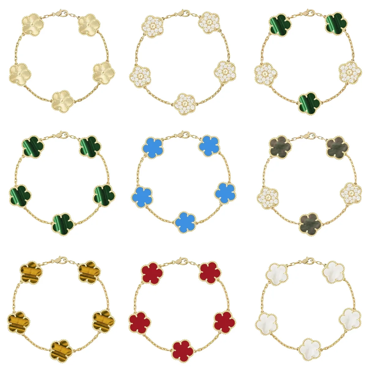 

Classic Fashion Clover/Four-leaf Clover Bracelet Women's Luxury Natural Gemstone Jewelry Stainless Steel Bracelet Party Jewelry