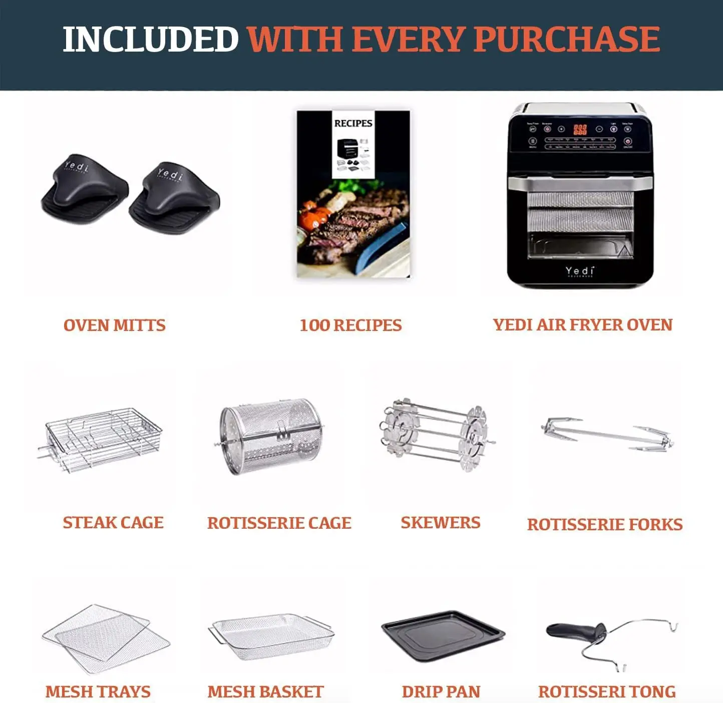 18-in-1 Air Fryer Oven with Rotisserie and Dehydrator, 12.7 Quart, Includes 100 Recipes 2