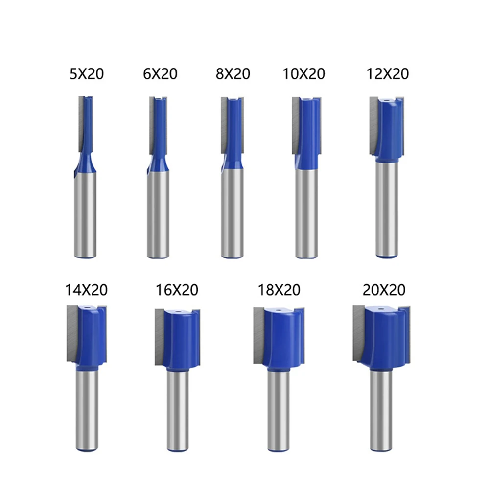 8mm Shank Router Bit Double Flute Wood Milling Cutter Carbon Steel& Alloy Straight Trimming Cutters Woodworking tools Wood router Plunge router