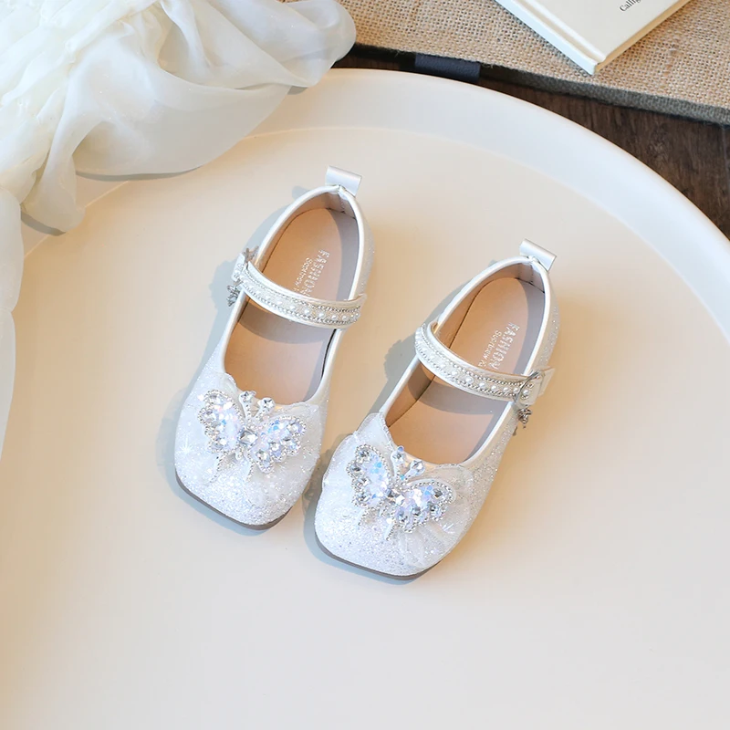 Children Soft Princess Crystal Shoes for Party Wedding Shows Flats Kids Fashion Casual Girls Mary Janes New