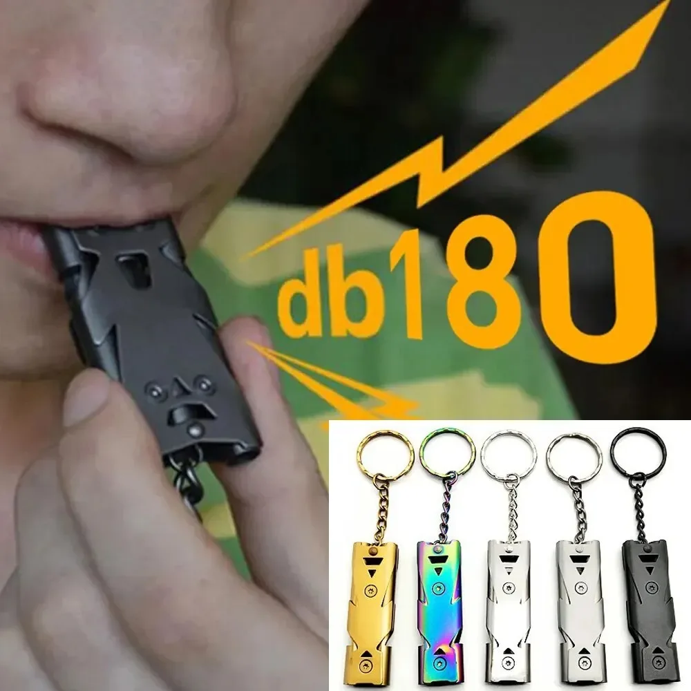 Whistle Keychain Survival Whistle Double Pipe Whistle Pendant Keychain High Decibel Portable Outdoor Survival Emergency Camping Tool Multifunction Whistle 1PC