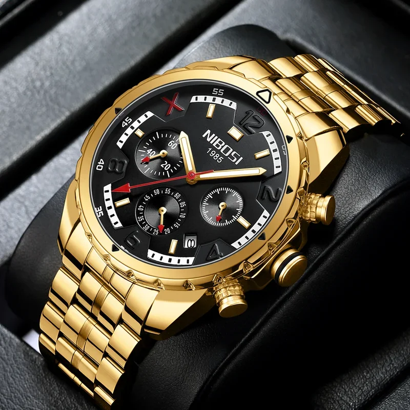 

NIBOSI New Men Watches Top Luxury Brand Steel Waterproof Sport Quartz Watch Men Fashion Date Clock Chronograph Relogio Masculino