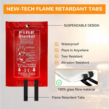 40”x 40” Emergency Fire Blanket - Flame Suppression Fiberglass Blankets for Home, Survival Safety - Fire Extinguisher Alternativ 3