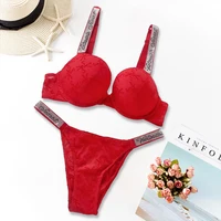 Ensemble de lingerie Victoria's Secret avec motif cœur, extensible et respirant, ensemble de sous-vêtements sexy en dentelle pour femme, bralette et culotte 5
