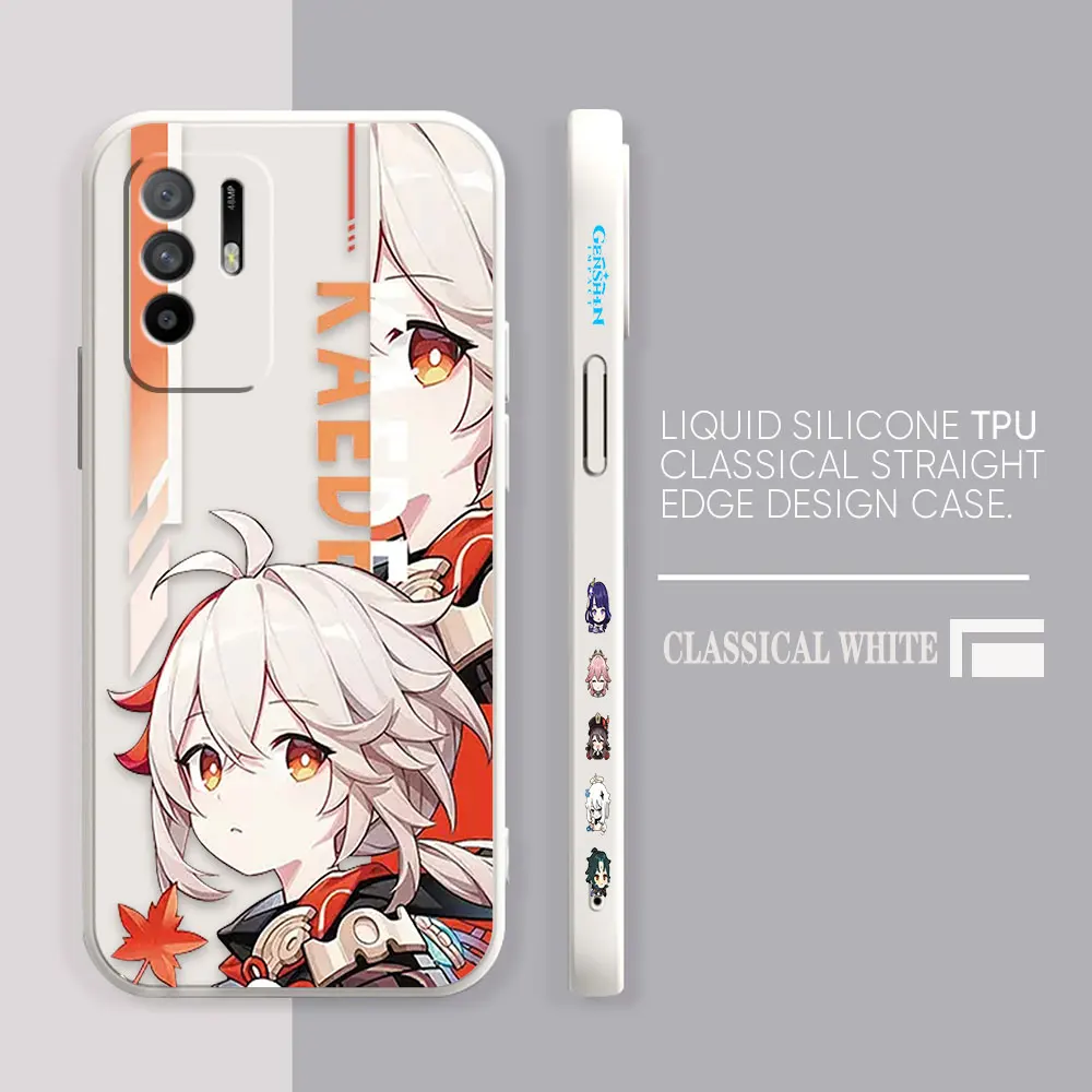 thumbnail image 1 of Case For OPPO A52 A54 A55 A57 A59 A93 A83 A92S A93S 4G 5G A16 Colour Simple Liquid Silicone Case Best Genshin impact, 1 of 5