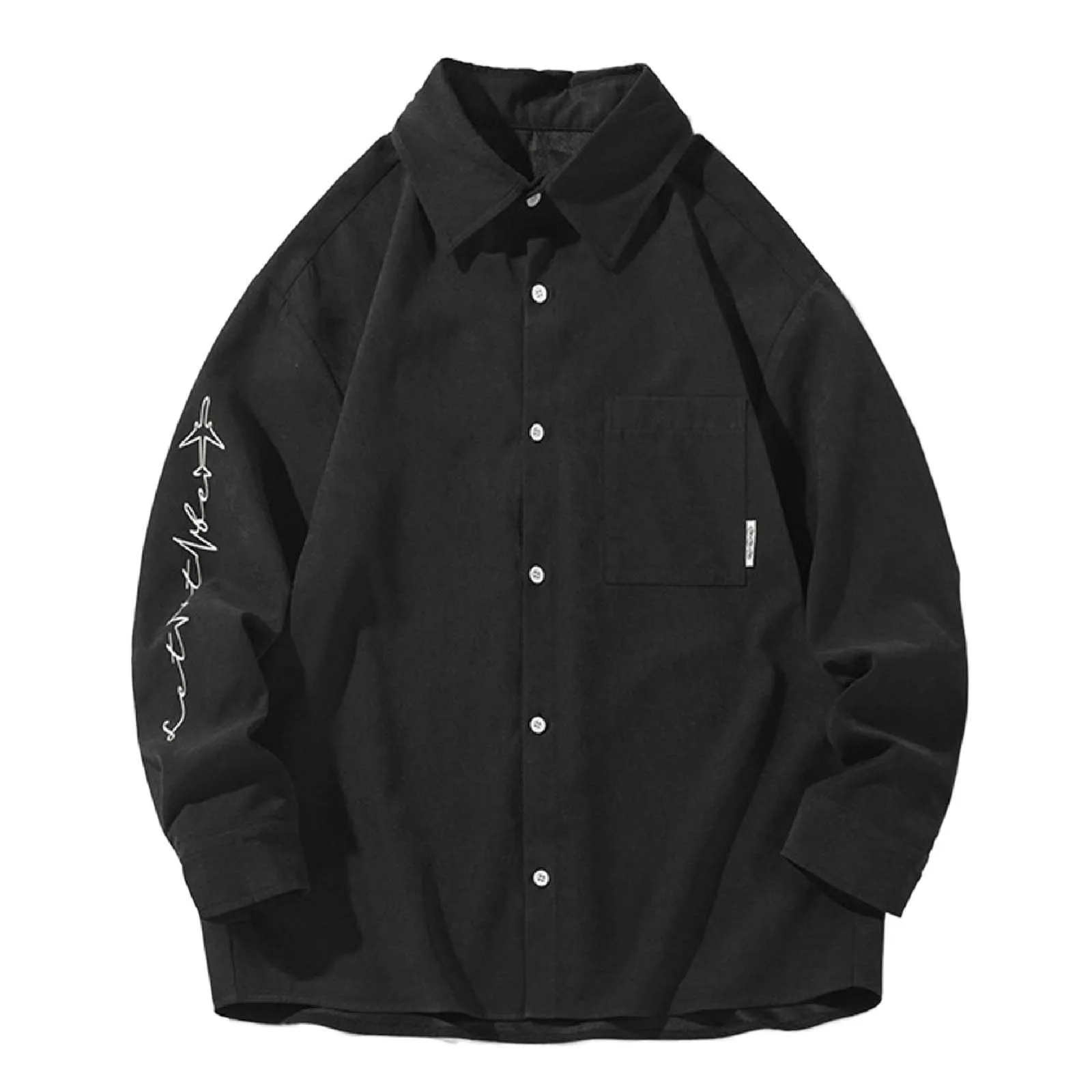 2024 New Solid Color Men'S Long-Sleeved Shirt Business Casual Office Formal Shirt Slim Male White Black Blue Plus Size 5xl