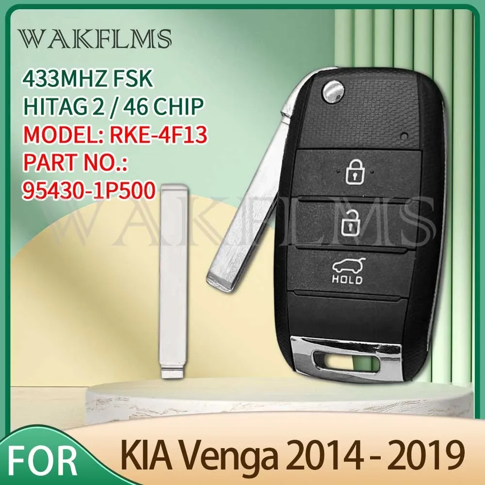 Remote Car Key Fob 433MHz ID46 CHIP 95430-1P500 RKE-4F13 95430 1P500 For KIA Venga 2014-2015