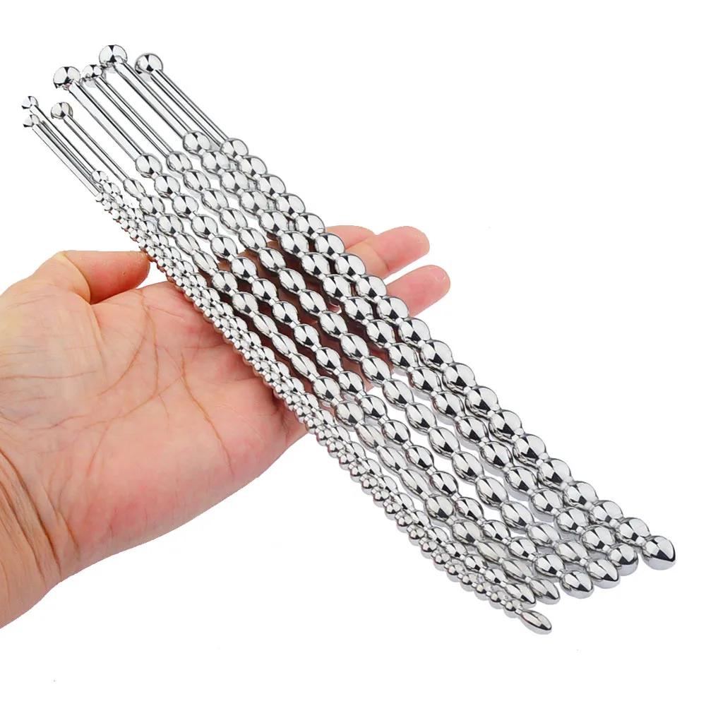Male Stainless Steel Urethral Sounds Urethra Stimulate Dilator Beaded Insert Rods Sounding Penis Plug for Men Sex Toys Sexshop urethral dilator,silicone urethral dilator