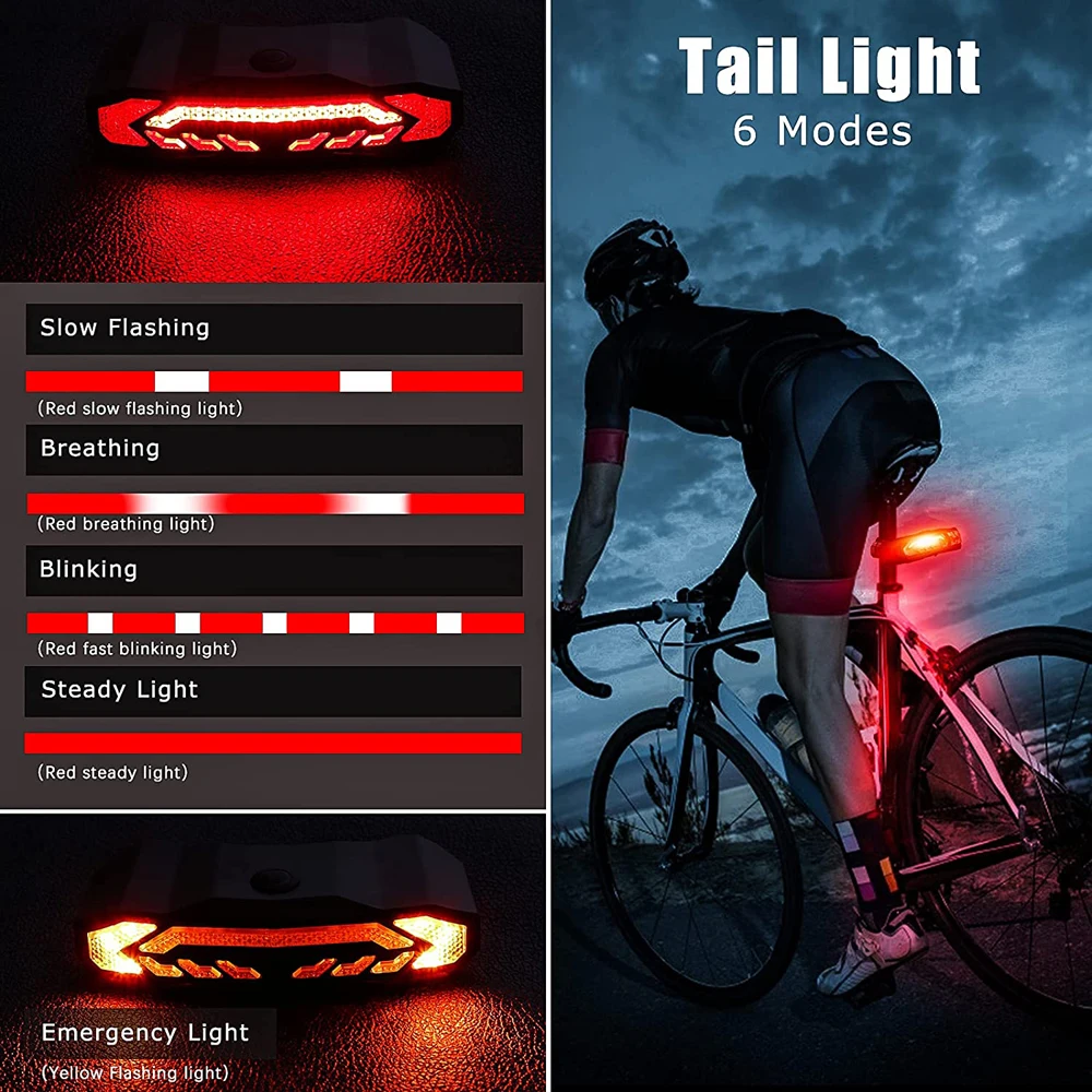 Elecpow Bike Alarm Rear Tail Light With Turn Signal Wireless Waterproof Remote Control USB Bicycle Taillight Warning Brake Light tuya wifi sos button