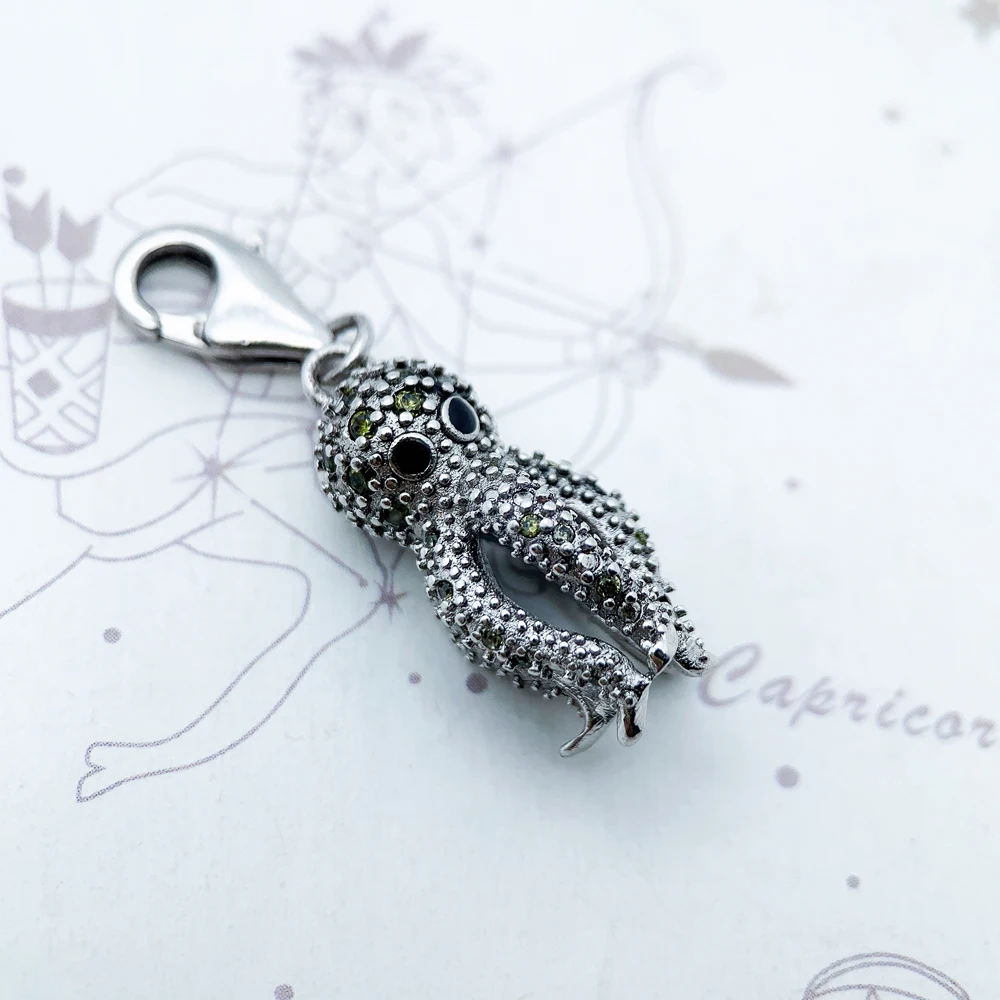 Shop LC タコネックレス レディース 925スターリングシルバー エステティックジュエリー ステンレススチールチェーン 20 並行輸入品 繊細なCZタコネックレス：925スターリングシルバーのオーシャン