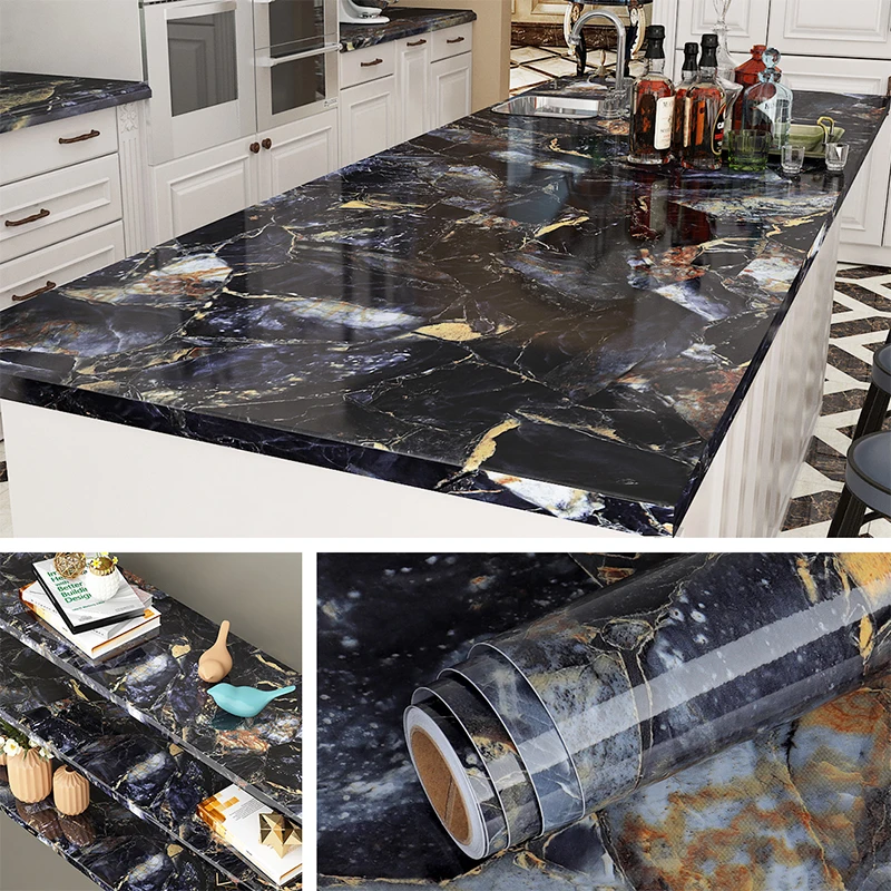 Sd4c1eee3833b405a8b9eda0a3ab9deff1 Kitchen Wallpaper Contact Paper PVC Self Adhesive Waterproof Oil-proof Marble Wall Stickers Bathroom Countertop Home Improvement