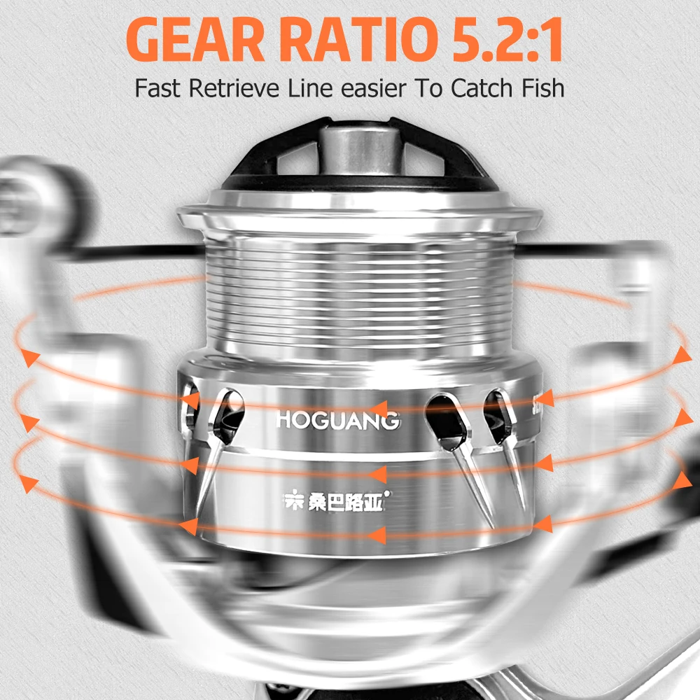 Zukibo HOGUANG Spinning Reel 135g Aluminum Handle Max Drag 4KG 5.2:1 Gear 5+1BB - Image 5