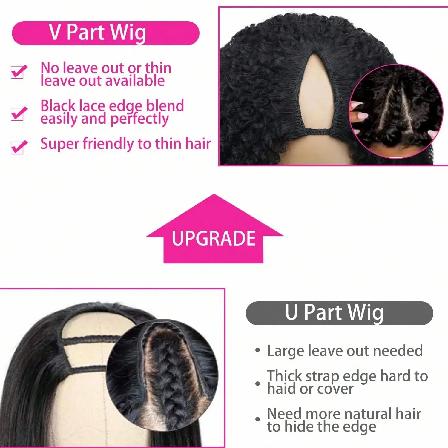 V Part Curly Wig Human Hair Upgrade U Part Wig with Drawstring 250% No Leave Out Glueless V Shape Full Head Clip In Half Wig 4