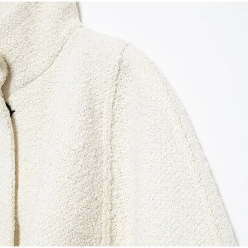 White Loose Short Cape Coat Women Autumn Winter Thick Single Buckle Batwing Sleeve Cloaks Jacket Lady Elegant Warm Outwear New