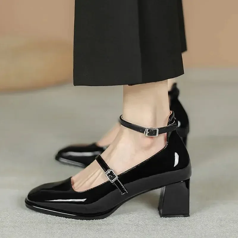 Women's High Heels Fashion Leather Party Shoes Designer Wedding Shoes for Women High Quality Mary Janes Shoes Zapatos Mujer2024 2