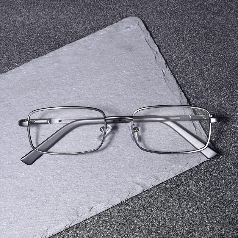 Vintage Square Metal Eyeglasses with Blue Light Blocking Clear Lenses