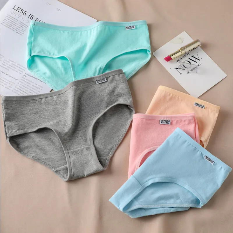7Pcs Women Panties Cotton Underwear Plus Size Sexy Briefs Girls Breathable Soft Lingerie Female Cute Solid Color Underpants