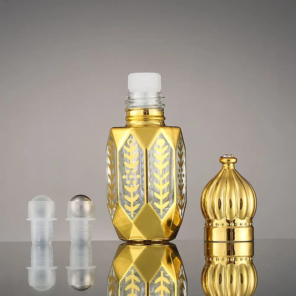 

6ml Luxury Style Golden Refillable Perfume Bottle Glass Roll-on Essential Oil Bottle Empty Cosmetics Sample Container